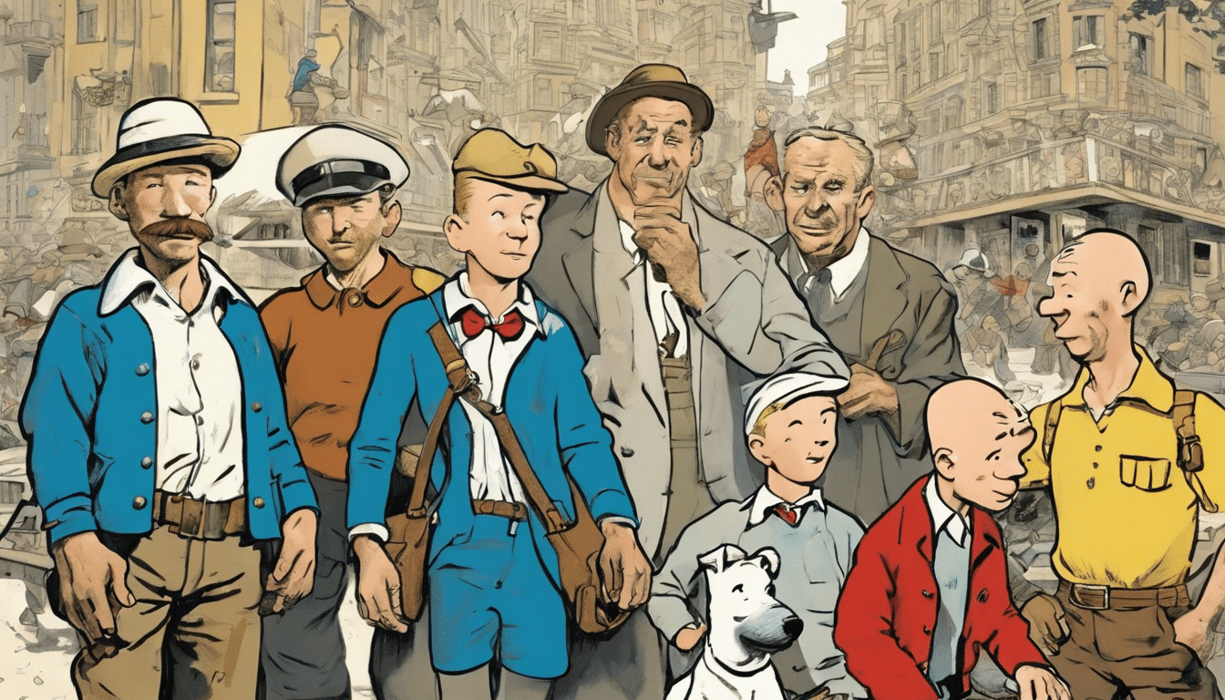 découvrez les principaux personnages de l'album les aventures de tintin en amérique, y compris tintin lui-même, milou, et d'autres figures marquantes créées par hergé.